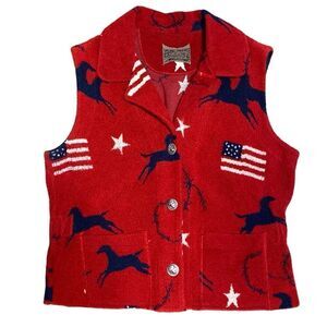 ROUGH RIDER Vintage Fleece Western Horse Americana Vest